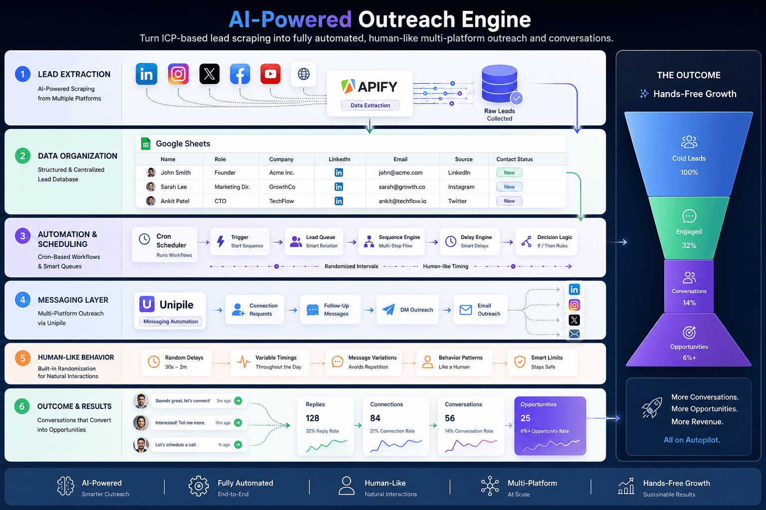 Scaling Conversations: Fully Automated Multi-Platform Outreach with Intelligent Lead Targeting